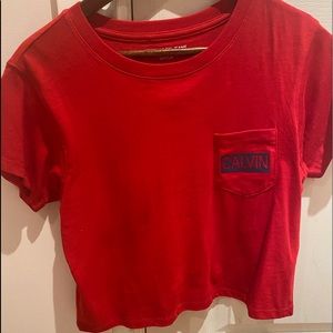 Red Calvin Klein top